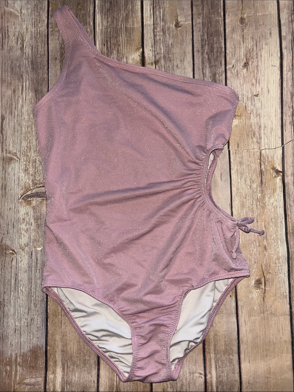Old Navy Girls One-Shoulder Purple Shimmery One-Piece Swimsuit
